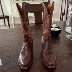Women's Lucchese full Quill Ostrich Brown Western Boots
